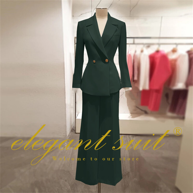 Irodai női alkalmi bő blézer magas derekú kiszélesedő nadrágszár 2 részes szett üzleti formális nadrág öltöny profi