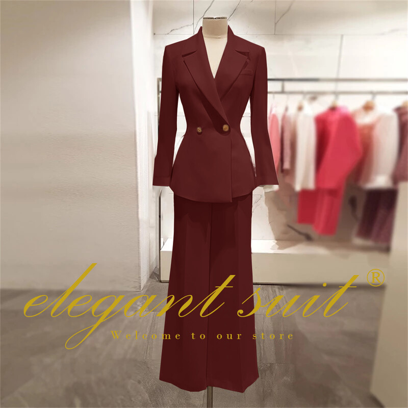 Irodai női alkalmi bő blézer magas derekú kiszélesedő nadrágszár 2 részes szett üzleti formális nadrág öltöny profi