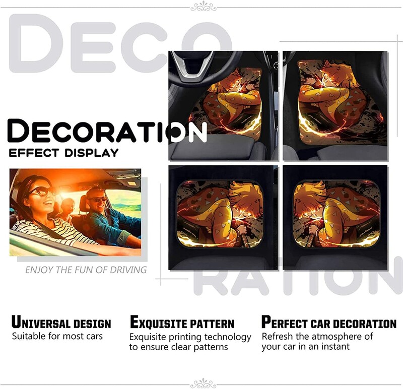 Anime Demon Slayer Art Print autó első és hátsó szőnyegek Általános csúszásmentes gumi autószőnyegek 4 részes vízálló F