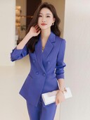 Νέο 2023 Γυναικείο κομψό, επίσημο επαγγελματικό σακάκι με διπλό στήθος και ψηλόμεσο παντελόνι μέχρι τον αστράγαλο σετ δύο τεμαχίων Slim Ladies trend