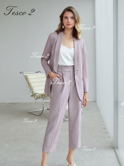 Ceriņu krāsas sieviešu uzvalks elegants un elegants sieviešu uzvalks 2 daļīgai jakai, žaketes bikses, ikdienas uzvalks pavasara rudenim