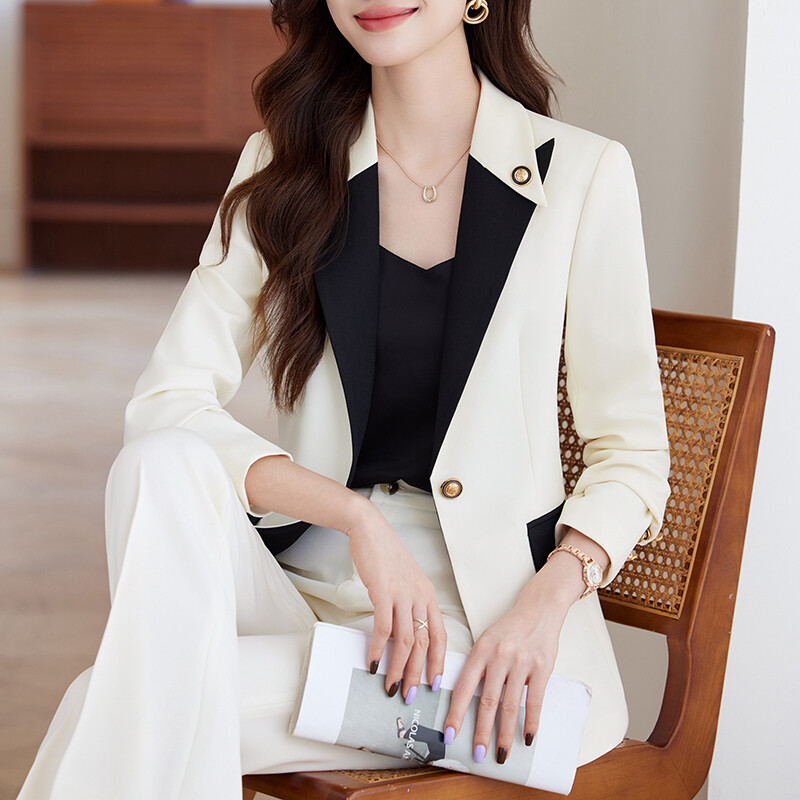 Γυναικείο πέτο NAVIU Απαλό, κομψή μόδα, μονόστηθο, μακρυμάνικο μπλέιζερ και παντελόνι Κομψό γυναικείο γραφείο εργασίας