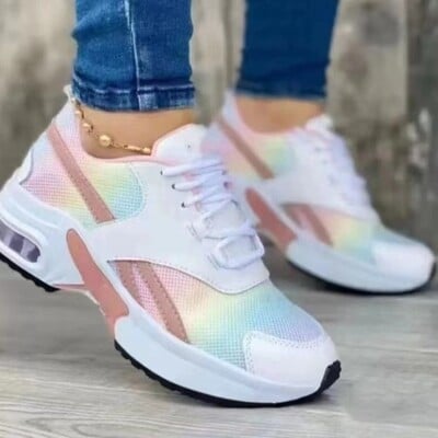 Batai Woman 2024 Trend Fashion Wedge Platform plius dydžio laisvalaikio sportiniai batai Moteriški suvarstomi tinkliniai kvėpuojantys batai Woman 2024 Trend