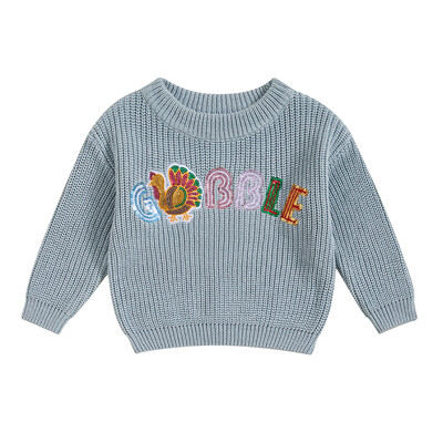 FOCUSNORM 0-3A Toamnă Iarnă Bebeluși Fete Băieți Pulover mânecă lungă cu paiete Litere Turcia Pulover tricotat Topuri Ziua Recunoștinței