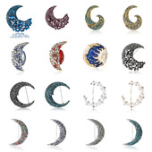 Shining Rhinestone Moon καρφίτσες για γυναίκες Unisex Glamour Pins Πολύχρωμα Διαθέσιμα αξεσουάρ γραφείου Δώρα