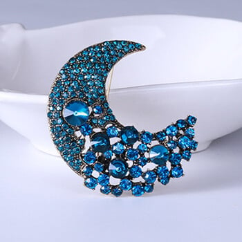 Shining Rhinestone Moon καρφίτσες για γυναίκες Unisex Glamour Pins Πολύχρωμα Διαθέσιμα αξεσουάρ γραφείου Δώρα