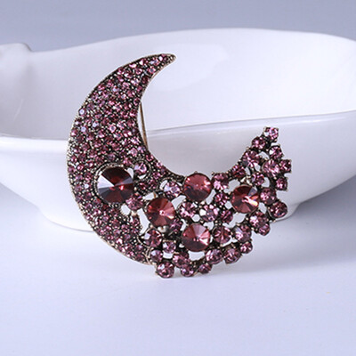 Shining Rhinestone Moon καρφίτσες για γυναίκες Unisex Glamour Pins Πολύχρωμα Διαθέσιμα αξεσουάρ γραφείου Δώρα