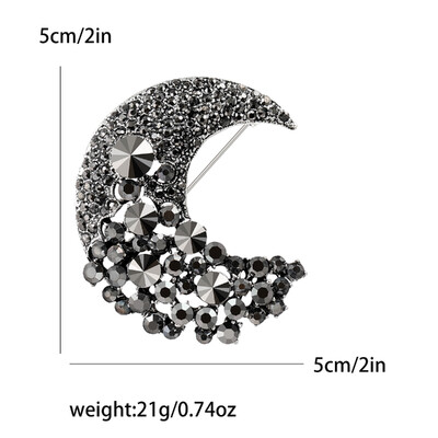 Shining Rhinestone Moon καρφίτσες για γυναίκες Unisex Glamour Pins Πολύχρωμα Διαθέσιμα αξεσουάρ γραφείου Δώρα