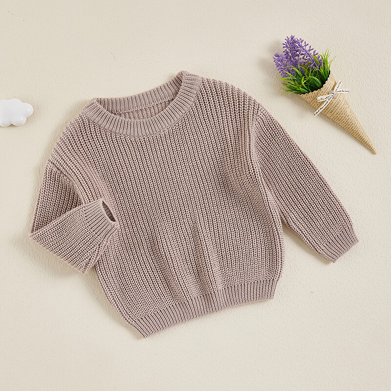 FOCUSNORM 0-5 ani băieți fetițe tricot pulover casual de culoare solidă cu gâtul turnat cu mânecă lungă pulover pentru toamna iarnă