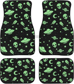 Green Alien Moon UFO autó elülső hátsó padlószőnyegek teljes készlet 4 db csúszásmentes gumi hátlap szőnyeg autókhoz Belső kiegészítők