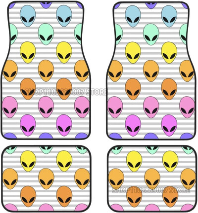 Green Alien Moon UFO autó elülső hátsó padlószőnyegek teljes készlet 4 db csúszásmentes gumi hátlap szőnyeg autókhoz Belső kiegészítők