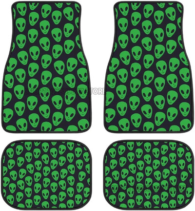 Green Alien Moon UFO autó elülső hátsó padlószőnyegek teljes készlet 4 db csúszásmentes gumi hátlap szőnyeg autókhoz Belső kiegészítők
