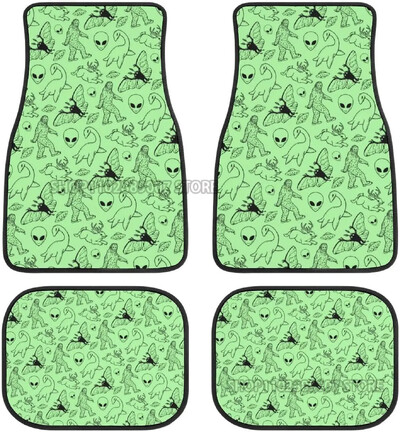 Green Alien Moon UFO autó elülső hátsó padlószőnyegek teljes készlet 4 db csúszásmentes gumi hátlap szőnyeg autókhoz Belső kiegészítők