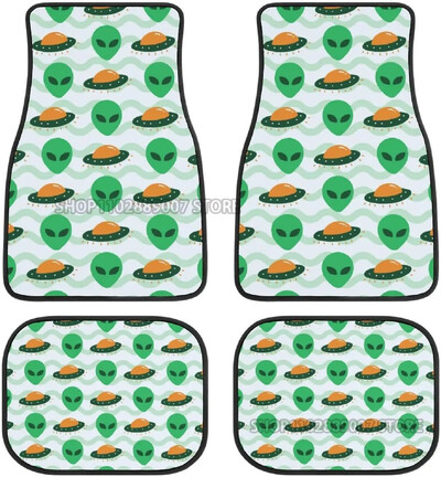 Green Alien Moon UFO autó elülső hátsó padlószőnyegek teljes készlet 4 db csúszásmentes gumi hátlap szőnyeg autókhoz Belső kiegészítők