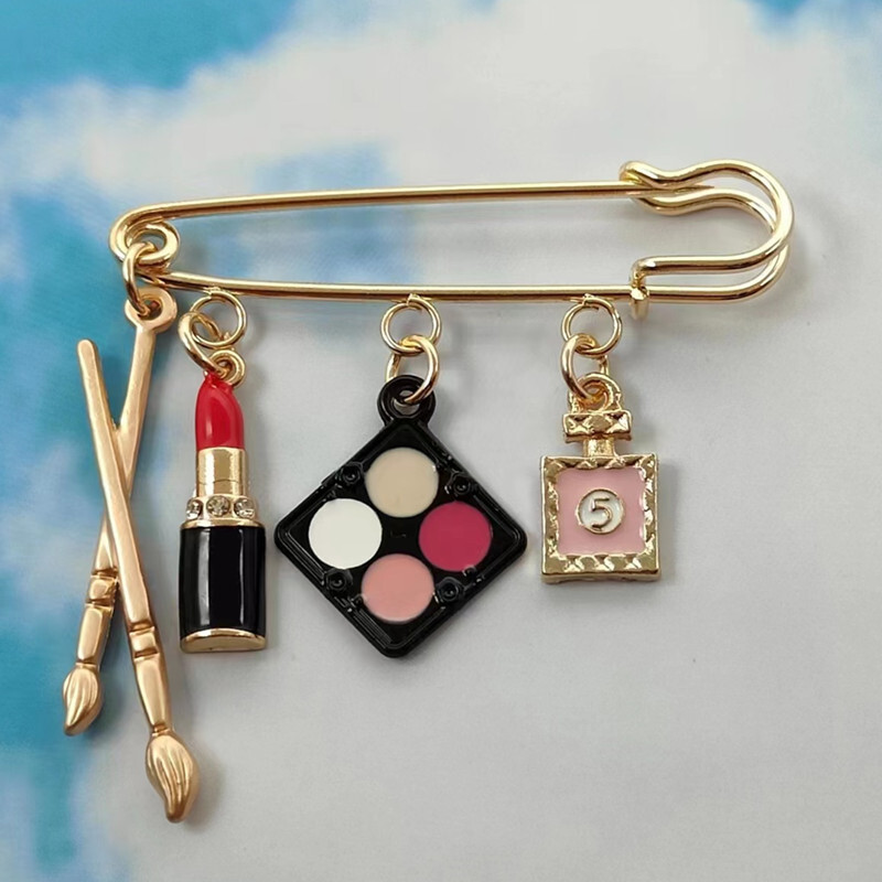 Broșă metal smalț cosmetice fard de ochi ruj parfum breloc machiaj pix pin femei DIY cadou bijuterii lucrate manual