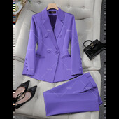 Set de costum formal pentru dama, birou, cu pantaloni, pentru femei, albastru, roz, galben, pentru femei, haine de lucru pentru afaceri, 2 piese, jachetă și pantaloni