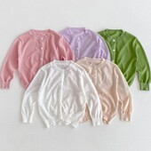 Καλοκαίρι 2024 Νέα βρεφική μακρυμάνικη βαμβακερή ζακέτα με λεπτή αναπνεύσιμη βρεφική κοριτσάκι πλεκτό αντηλιακό μπουφάν Αγόρια Μασίφ τοπ ρούχα