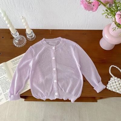 Καλοκαίρι 2024 Νέα βρεφική μακρυμάνικη βαμβακερή ζακέτα με λεπτή αναπνεύσιμη βρεφική κοριτσάκι πλεκτό αντηλιακό μπουφάν Αγόρια Μασίφ τοπ ρούχα