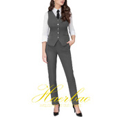 Costum de lucru pentru femei, blazer gri, pantaloni vestă de birou, haine formale pentru doamne, set 2 buc.