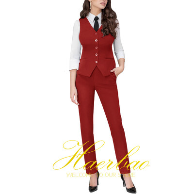 Costum de lucru pentru femei, blazer gri, pantaloni vestă de birou, haine formale pentru doamne, set 2 buc.