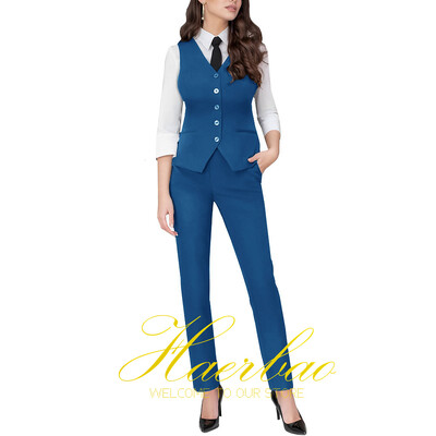 Costum de lucru pentru femei, blazer gri, pantaloni vestă de birou, haine formale pentru doamne, set 2 buc.