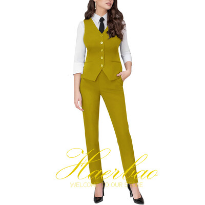 Costum de lucru pentru femei, blazer gri, pantaloni vestă de birou, haine formale pentru doamne, set 2 buc.