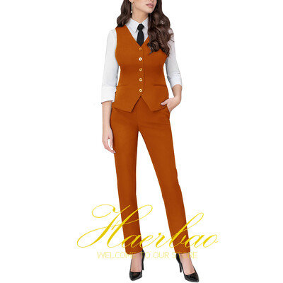 Costum de lucru pentru femei, blazer gri, pantaloni vestă de birou, haine formale pentru doamne, set 2 buc.