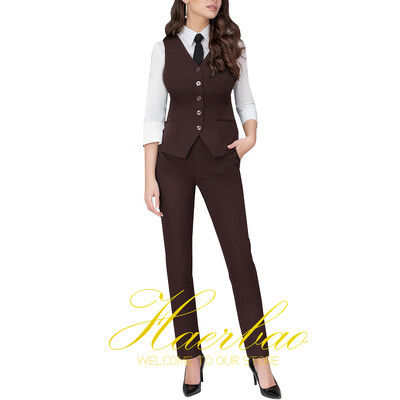 Costum de lucru pentru femei, blazer gri, pantaloni vestă de birou, haine formale pentru doamne, set 2 buc.