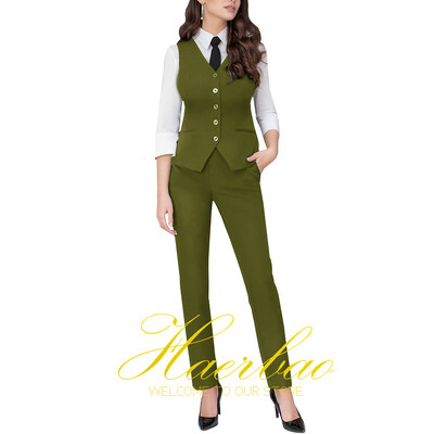 Costum de lucru pentru femei, blazer gri, pantaloni vestă de birou, haine formale pentru doamne, set 2 buc.