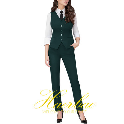 Costum de lucru pentru femei, blazer gri, pantaloni vestă de birou, haine formale pentru doamne, set 2 buc.