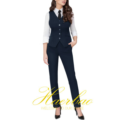 Costum de lucru pentru femei, blazer gri, pantaloni vestă de birou, haine formale pentru doamne, set 2 buc.