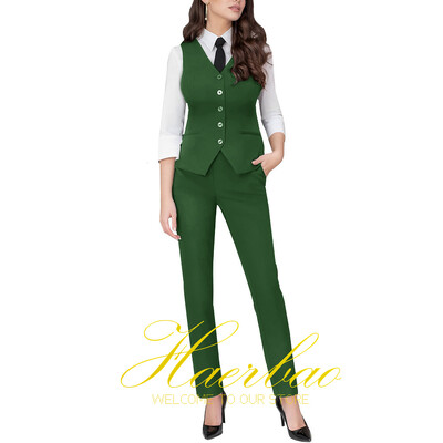 Costum de lucru pentru femei, blazer gri, pantaloni vestă de birou, haine formale pentru doamne, set 2 buc.