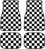 Covorașe pentru mașină, negru, alb, cu model de drapel în carouri