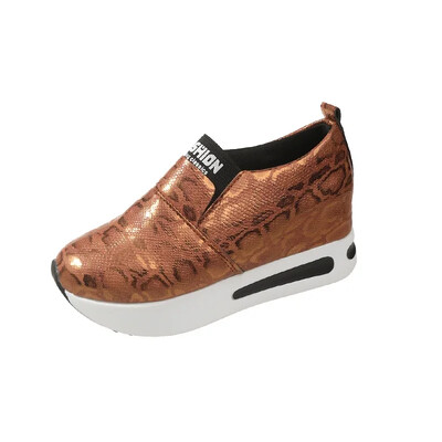 Wegde papēžu kurpes sievietēm ar augumu palielinošiem kedām Slip on loafers Sieviešu PU ādas ikdienas apavi Sieviešu platformas kedas