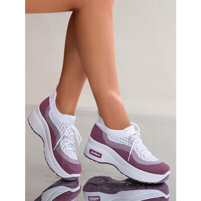 Pantofi cu platformă cu creștere în înălțime pentru femei Pantofi pentru femei Pantofi cu plasă respirabilă Sport pentru doamne Pantofi groși