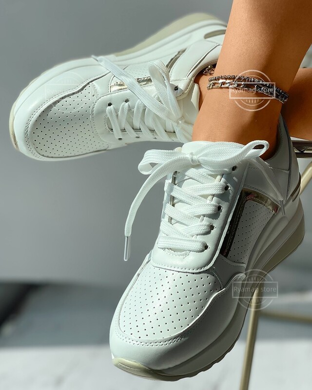 Pantofi de sport pentru femei, cu șireturi, cu pană, cu șireturi, pantofi respirabili, cu platformă, încălțăminte pentru femei, pantofi vulcanizați