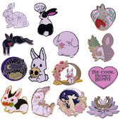 Kawaii Rabbit emaljas piespraudes Usagi Sakura dzīvnieku sakta multfilma Pet Little Bunny Pins rotaslietas