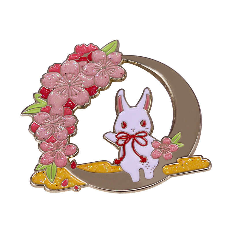 Kawaii Rabbit emaljas piespraudes Usagi Sakura dzīvnieku sakta multfilma Pet Little Bunny Pins rotaslietas