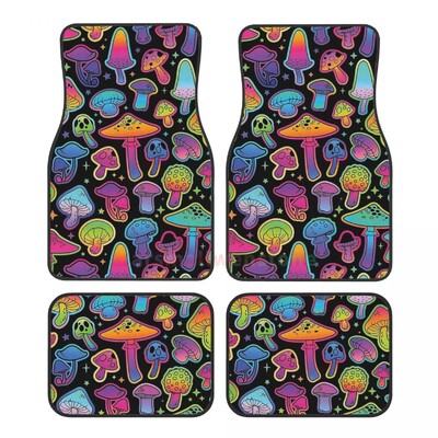 Magic Mushrooms 4BUC Crystal Velvet Covoraș pentru mașină pentru femei, Covoraș pentru podea pentru mașină anti-fouling Accesorii pentru interiorul mașinii