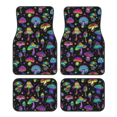 Magic Mushrooms 4BUC Crystal Velvet Covoraș pentru mașină pentru femei, Covoraș pentru podea pentru mașină anti-fouling Accesorii pentru interiorul mașinii