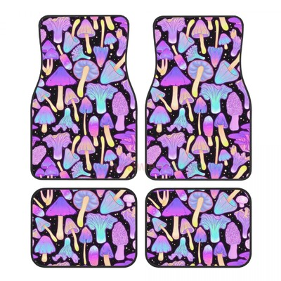 Magic Mushrooms 4BUC Crystal Velvet Covoraș pentru mașină pentru femei, Covoraș pentru podea pentru mașină anti-fouling Accesorii pentru interiorul mașinii