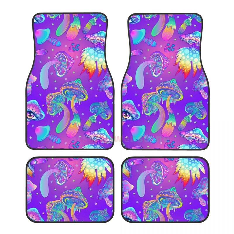 Magic Mushrooms 4BUC Crystal Velvet Covoraș pentru mașină pentru femei, Covoraș pentru podea pentru mașină anti-fouling Accesorii pentru interiorul mașinii