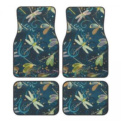 Fluturi colorați 4 bucăți covoraș de podea pentru femei din catifea de cristal, covoraș de podea pentru mașină anti-fouling Accesorii pentru interiorul mașinii