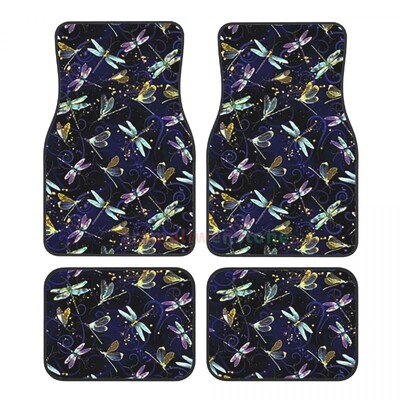 Fluturi colorați 4 bucăți covoraș de podea pentru femei din catifea de cristal, covoraș de podea pentru mașină anti-fouling Accesorii pentru interiorul mașinii