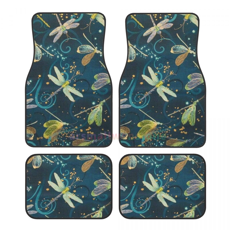 Fluturi colorați 4 bucăți covoraș de podea pentru femei din catifea de cristal, covoraș de podea pentru mașină anti-fouling Accesorii pentru interiorul mașinii