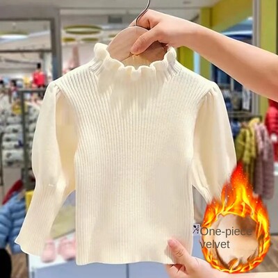 Βρεφικά Παιδικά Πλεκτά Πουλόβερ για κορίτσια 1-10 ετών Χειμερινά ζεστά μπλουζάκια με βελούδινη βάση Βρεφικά Παιδικά πλεκτά πουλόβερ Παλτό 2 3 4 5 6