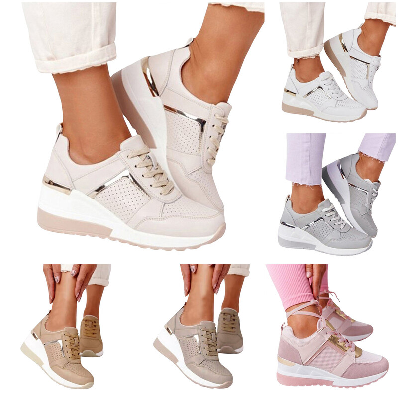 Sieviešu kedas Clearance 2024 Sieviešu vasaras modes ādas mežģīnes ar apaļu galvu, elpojoši, biezi sieviešu sporta apavi izpārdošana