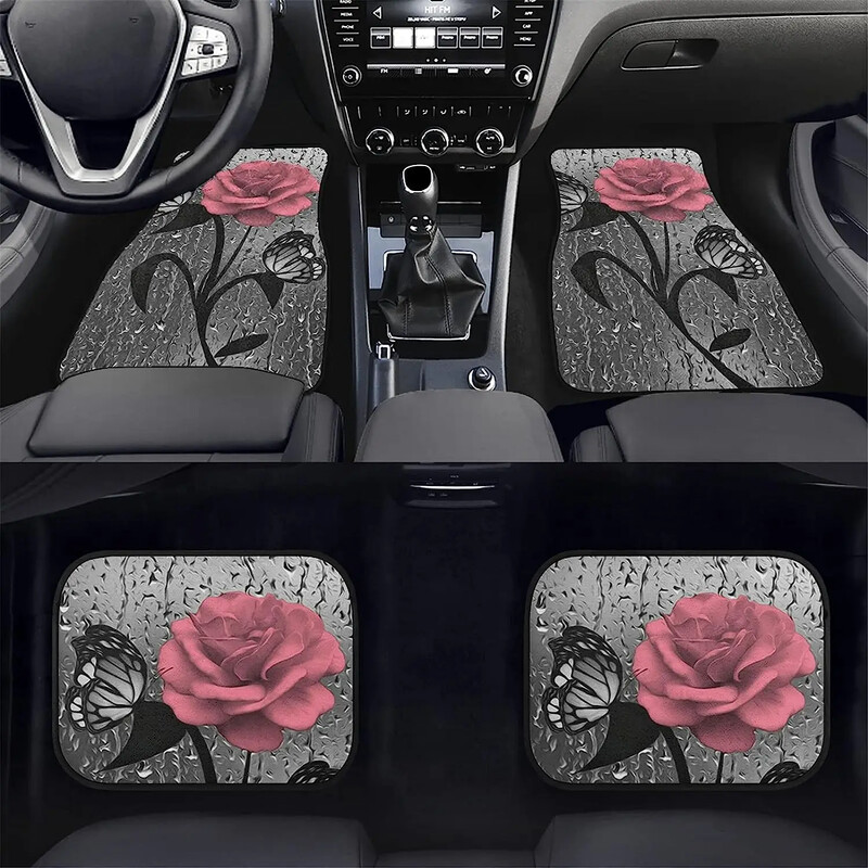 Covorașe de podea Fluture trandafir roz pentru mașini Protectoare decorative Interior Accesorii auto Covoraș universal pentru mașină