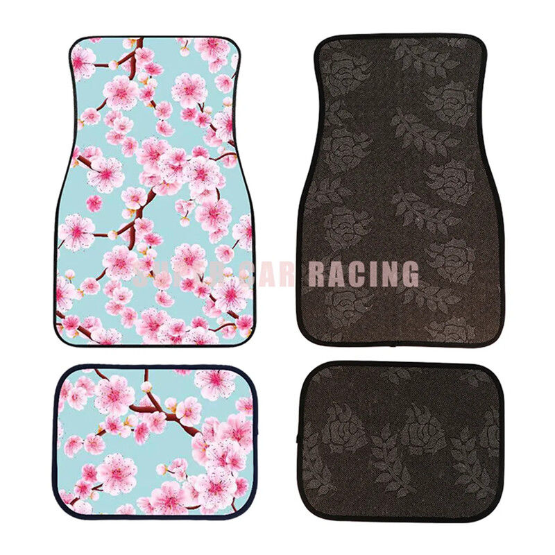 Sakura Flower JDM Racing Cluture Πατάκι αυτοκινήτου Στυλ Αξεσουάρ εσωτερικού χώρου Μοκέτα Universal πατάκια προστατευτικά πατάκια δαπέδου
