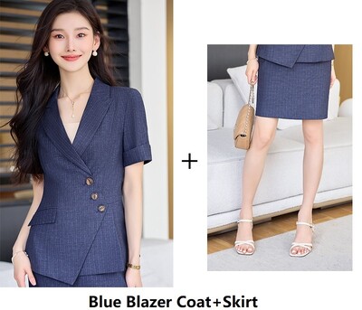 Svinīgi bleizeri Sieviešu lietišķie darba apģērbi uzvalki vasaras dāmu biroja bikškostīmi profesionālie tērpi komplekti vienoti stili lielizmēra